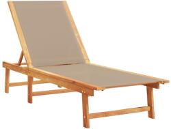 vidaXL tópszínű tömör akácfa és textilén napozóágy (4008415) (4008415)