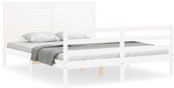 vidaXL fehér tömör fa ágykeret fejtámlával 160 x 200 cm (3195037) (3195037)