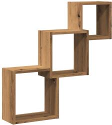 vidaXL kézműves tölgy színű szerelt fa fali kocka polcok 68x15x68 cm (855815) (855815)