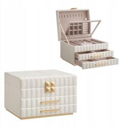 SONGMICS Elegáns ékszerdoboz rendszerező tükörrel 2 fiókkal fehér-arany (JBC183W01)