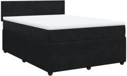 vidaXL fekete bársony rugós ágy matraccal 140 x 190 cm (3287730) (3287730)