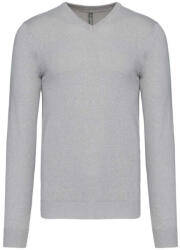 Kariban Férfi V-nyakú keskeny szabású pulóver, Kariban KA965, Grey Melange-L (ka965gm-l)