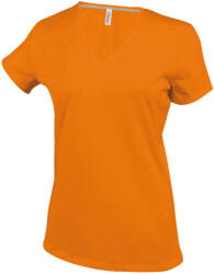 Kariban Női V-nyakú rövid ujjú pamut póló, Kariban KA381, Orange-M (ka381or-m)