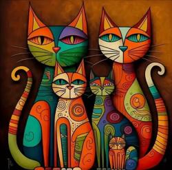 NORIMPEX - Puzzle Tablou Diamant: Pisicile în arta modernă 30x40cm - 1 - 39 piese