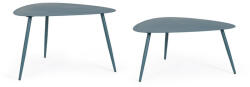 Bizzotto Set 2 masute cafea otel albastru Yvonne 77.5x73.5x35h; 77.5x73.5x45h (0803589)