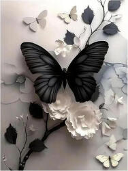  Set goblen cu diamante, fara sasiu, Fluture negru, 30x40 cm (dg_51)