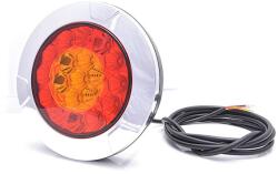WAS Lampa rotunda LED spate, tripla cu 3 functii, inel cromat, 12 24V, 15.20cm (980)