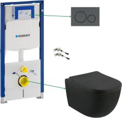 Fluminia x Geberit Set vas wc suspendat negru Oslo cu clapeta, rezervor incastrat Geberit Sigma (Oslogeberitnegru)