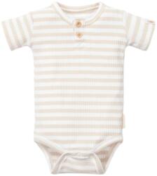 Little Dutch Бебешко боди с къс ръкав Little Dutch - На райета, Sand/White, 68 cm, 4-6 м (CL24220011) - baby