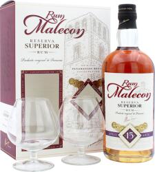 Malecon Rom Malecon Reserva Superior 15 Ani Set Cadou Cu 2 Pahare, 40%, 0.7L