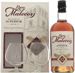 Malecon Rom Malecon Reserva Superior Rum 12 Ani cu 2 Pahare, 40% 0.7L