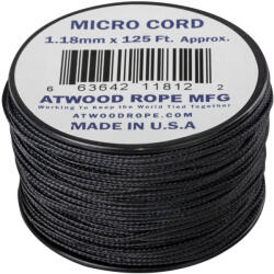ATWOOD 1, 18 mm micro cord 125 ft fekete