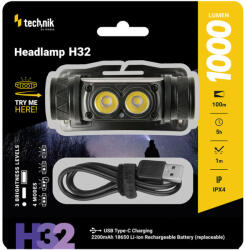 Technik H32 fejlámpa (1000lm)