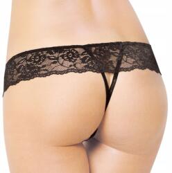 SoftLine Fekete 2443 csipkés tanga masnival és nyitott derékrésszel M/L Softline (SoftLine 2443)