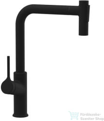 INVENA FARSALA konyhai csaptelep, 2-funkciós kihúzható fejjel, L-alakú csővel, fekete BZ-40-L04-S (BZ-40-L04-S)