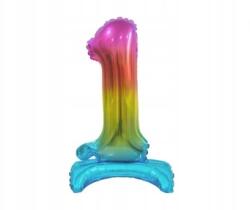 GoDan Beauty&Charm álló fólia lufi szám 1, szivárványos, 38 cm, 1 db