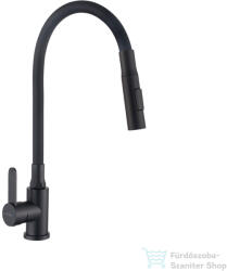 INVENA DALIS SLIM konyhai csaptelep, 2-funkciós, rugalmas kifolyócsővel, fekete BZ-64-004-L (BZ-64-004-L)