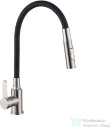 INVENA DALIS SLIM konyhai csaptelep, 2-funkciós, rugalmas kifolyócsővel, fekete-inox BZ-64-043-L (BZ-64-043-L)