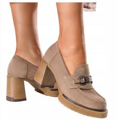 Casu Bézs Női Bőr Mokaszin Széles Építőkockával Lengyel Termék 38-as (7087970000387)