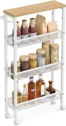 Vasagle Többfunkciós gurulós babakocsi fogantyúval Keskeny könyvespolc Tárolás (LRC032W09)