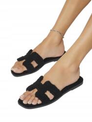Shein Fekete Plüss Flip-flop Papucs __37 (sx2403047167766707)