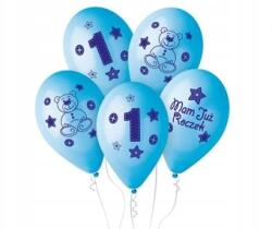 Ge. Ma. R Születésnapi Lufik Egy éves vagyok" mintával, latex, kék, 5 db