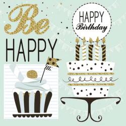  Happy Birthday Mint szalvéta 20 db-os 33x33 cm (PKK031982) - ajandekplaza