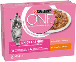 ONE 32x85g PURINA ONE Junior vegyes csomag nedves macskatáp 24+8 ingyen