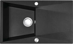 Laveo GRENADA csepptálcás szemcsés fekete mosogató automata dugókiemelős, helytakarékos szifonnal (SRG_711T)