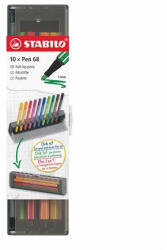 STABILO Filctoll készlet, 1 mm, STABILO "Pen 68", 10 db-os asztali készlet (TST68107) - onlinepapirbolt