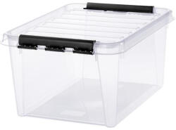 SMARTSTORE Műanyag tárolódoboz, 32 liter, fekete fogantyúkkal, SMARTSTORE "Classic 31", átlátszó (CSDSMART38) - onlinepapirbolt