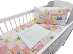 MyKids Mini Patratel Multicolor Girl, lenjerie, 4 piese 120x60 Lenjerii de pat bebelusi‎, patura bebelusi