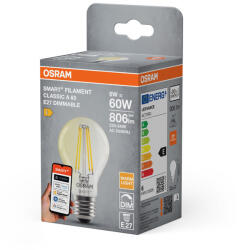 OSRAM Smart+ Matter Filament Classic E27 LED, 6 W, 806 lm, 2700 K, dimmelhető (4099854530005)