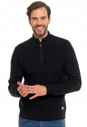 Moraj Férfi pulóver, Moraj, magas gallér, cipzár, fekete, elegáns, akril poliamid, S INTL