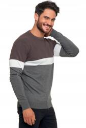 Moraj Férfi pulóver, Moraj, elegáns, csíkos, szürke viszkóz, S INTL