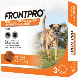 FRONTPRO 28 mg comprimate masticabile impotriva puricilor si capuselor pentru caini 4-10 kg - 3 comprimate