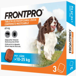 FRONTPRO 68 mg comprimate masticabile impotriva puricilor si capuselor pentru caini 10-25 kg - 1 comprimat