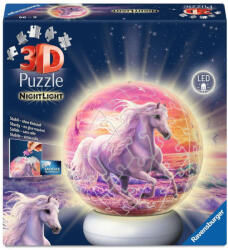 Ravensburger 12008054 - Lovak a tengerparton éjjeli fény - 72 db-os 3D világító gömb puzzle (12008054)