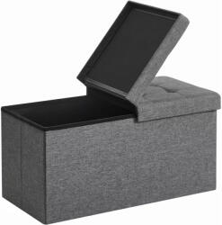 SONGMICS Összecsukható Vászon Tárolópuff, Felnyitható Ottomán, Sötétszürke 76x38x38cm - fizz