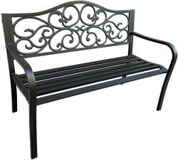 AKORD Furniture Factory Kerti Pad Park Széria IRGA Fekete 127x89x62 cm Öntöttvas Acél Konstrukció (3004)