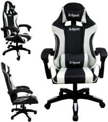 R-Sport Scaun R-Sport Gamer cu suport lombar și funcție de masaj - negru și alb (k3)