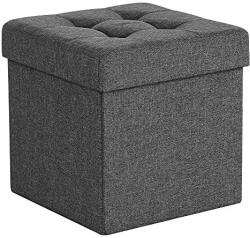SONGMICS Összecsukható Vászon Tárolópuff, Sötétszürke 38x38x38cm - fizz