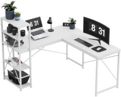 Greman Sarok Íróasztal , Bal És Jobb Oldalú Kivitel, Három Polccal, 145 X 57 X 120 Cm, Fehér