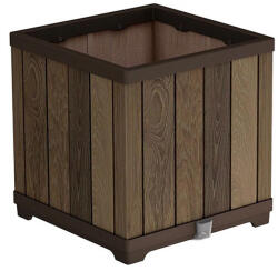 Keter Deco szögletes műanyag virágláda 61 l kőrisfa (262635) - homelux