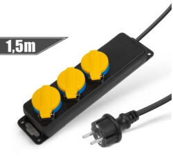 Esperanza SZÜ-Delight 3 foglalatos 220V 1, 5m fekete kültéri elosztó (20223C)