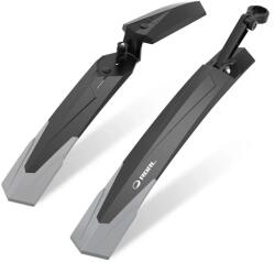 RBRL Cross II gyorsrögzítésű műanyag MTB sárvédő szett teleszkópra és nyeregcsőre, 24-29 colos bringákhoz, 77mm, fekete-szürke