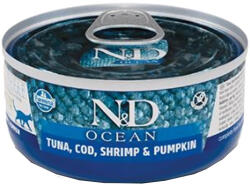 N&D Ocean Konzerv Macskáknak (Tonhal, Tőkehal, Garnélarák és Sütőtök) - 70 g