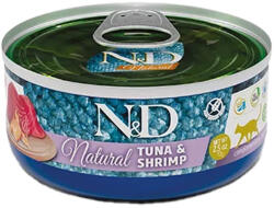 N&D Natural Gabonamentes Konzerv Macskáknak (Tonhal és Garnéla) - 70 g
