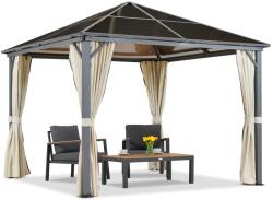 Garden Point Milos 3x3m kerti pavilon krémszínű függönyökkel Garden Point (GAP1225)