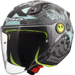 LS2 Cască de motocicletă deschisă pentru copii LS2 OF622 Funny II Scribble gri-albastru lucios (LS366222366-MASTER)